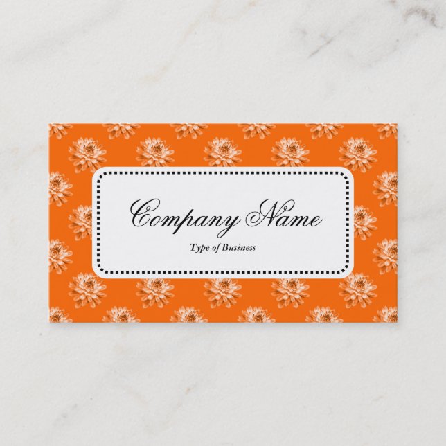 Centre Label v5 - Chrysanthemum Pattern Orange Business Card (Front)