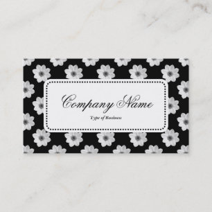 Centre Label v5 - Dahlia Pattern B&W Business Card