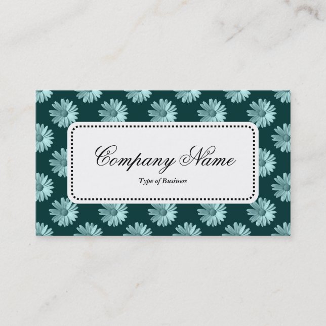 Centre Label v5 - Daisies - Dark Green Business Card (Front)