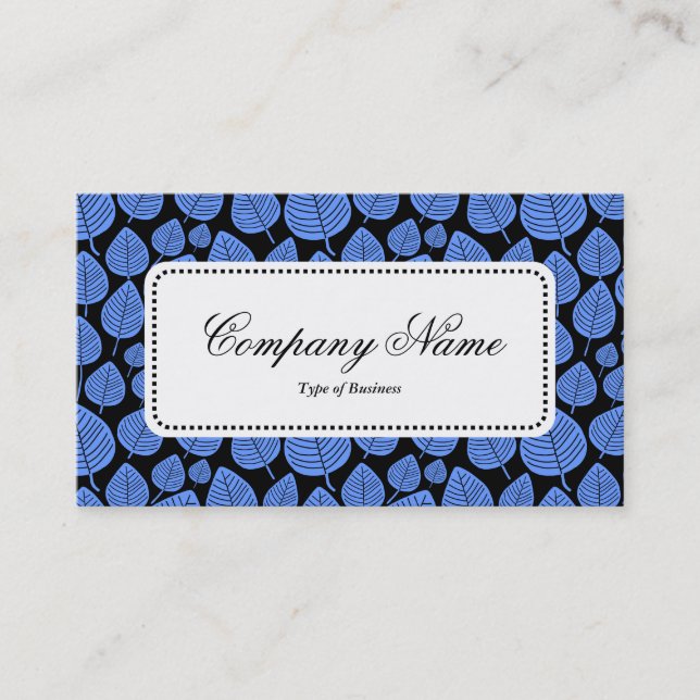 Centre Label v5 - Leaf Pattern 02 - Baby Blue Business Card (Front)