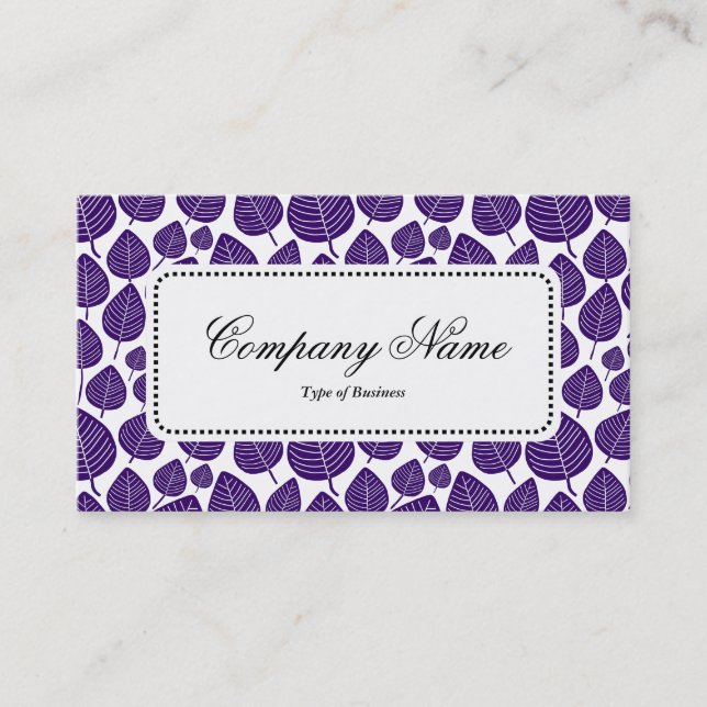 Centre Label v5 - Leaf Pattern 02 - Deep Purple Business Card (Front)