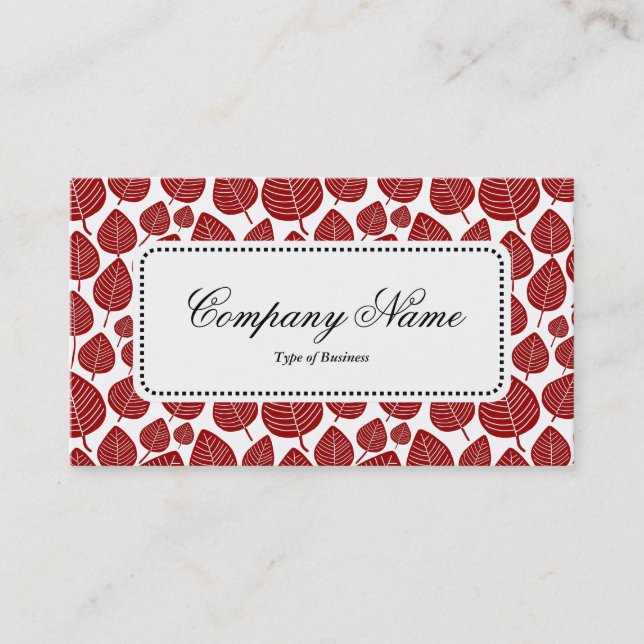 Centre Label v5 - Leaf Pattern 02 - Ruby Red Business Card (Front)