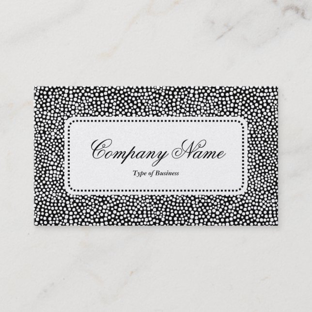 Centre Label v5 - Random Spots - White on Black Business Card (Front)
