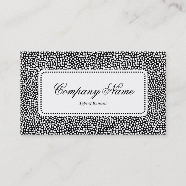Centre Label v5 - Random Spots - White on Black Business Card (Front)