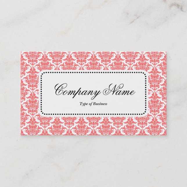Centre Label v5 - Tropical Pink Damask Business Card (Front)