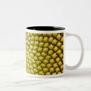 Centre of giant Sunflower (Helianthus annuus) Two-Tone Coffee Mug