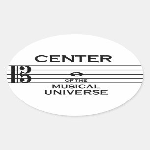 Centre of the Musical Universe Alto Clef Design Oval Sticker