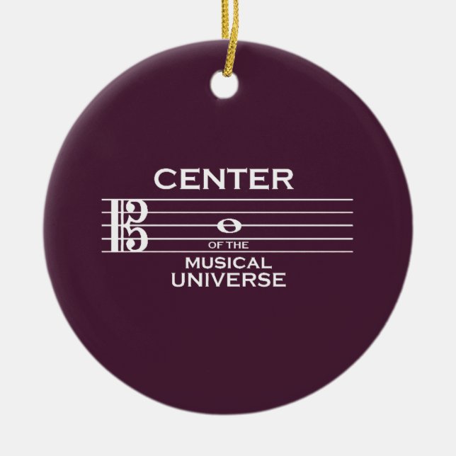 Centre of the Musical Universe Alto Clef Plum Ceramic Ornament (Front)