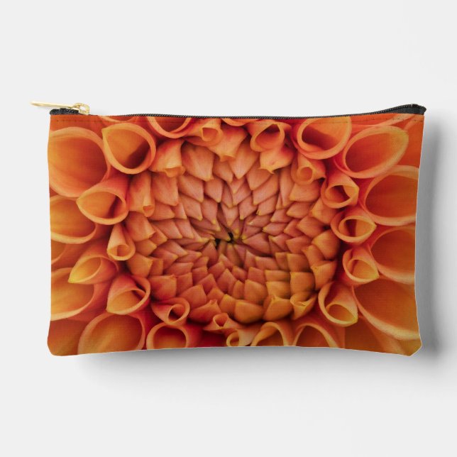 Centre Orange Dahlia Flower Accessory Pouch (Front)