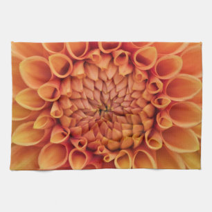 Centre Orange Dahlia Flower Tea Towel
