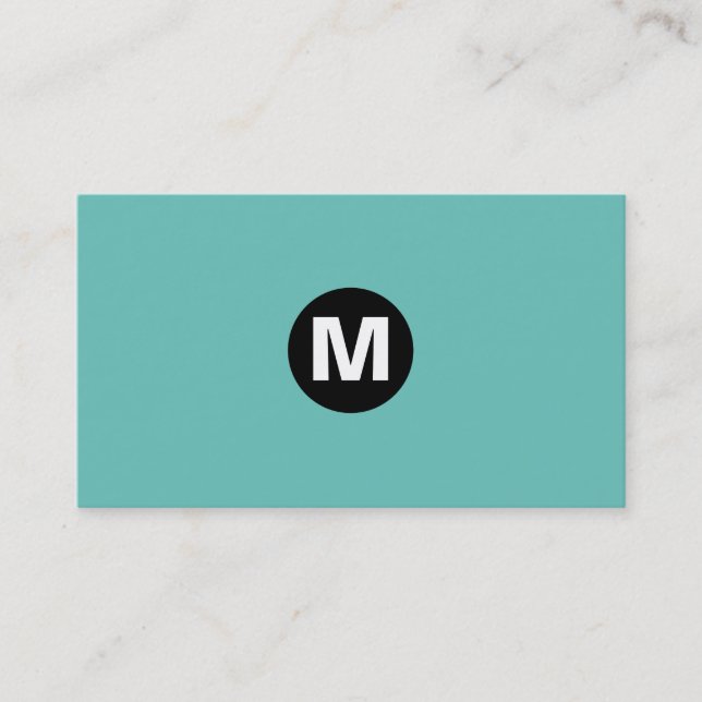 Centre Spot Monogram - Black on Turquoise 6bc3bb Business Card (Front)