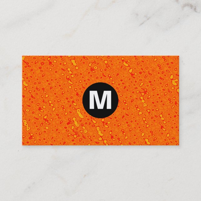 Centre Spot Monogram - Orange Texture Business Card (Front)