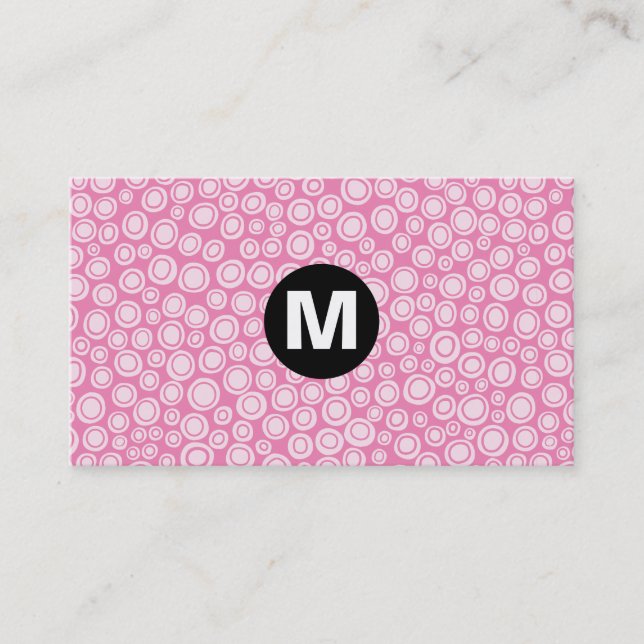 Centre Spot Monogram - Spots - Pink Business Card (Front)