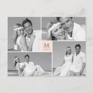Centre Square Monogram Wedding Photo Thank You Postcard