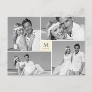 Centre Square Monogram Wedding Photo Thank You Postcard