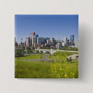 Centre St Bridge and Downtown Calgary, Alberta, 2 15 Cm Square Badge