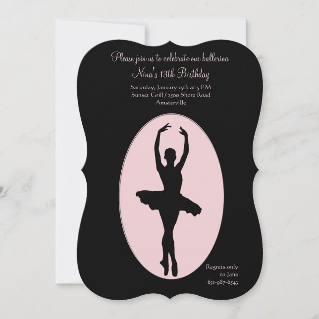 Centre Stage Ballerina Invitation #2 (Front)