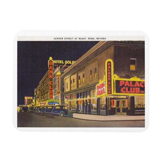 Centre Street at Night, Reno, Nevada Vintage  Magnet (Horizontal)