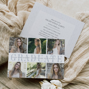 Centre Stripe Six Photo Graduation Party Invite