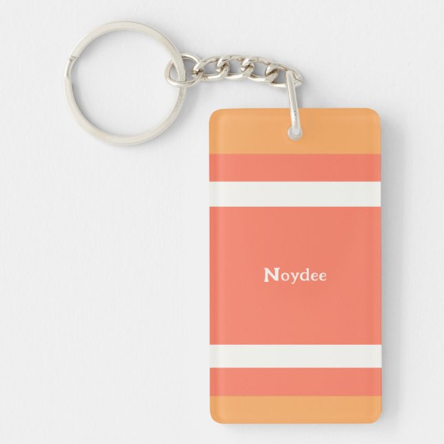 Centre Stripes Horizontal Lines Red Orange White Key Ring (Front)