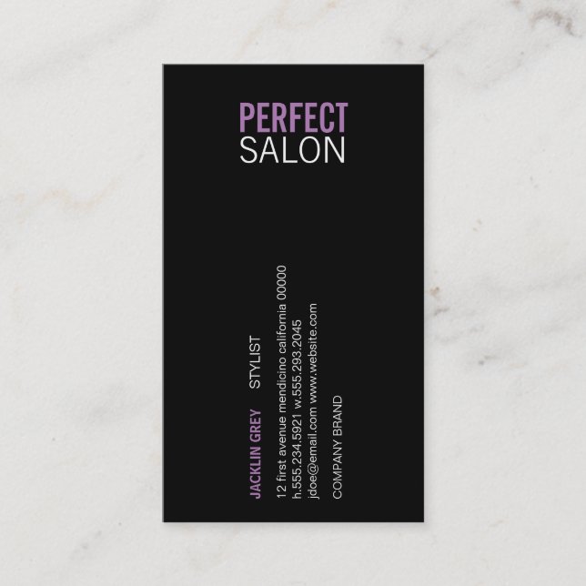 Centred Type (purple) Business Card (Front)