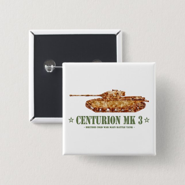 Centurion MK 3 Tank British MBT of Cold War 15 Cm Square Badge (Front & Back)