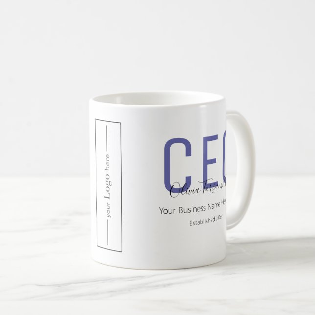CEO Name Business Logo Coffee Mug (Front Right)