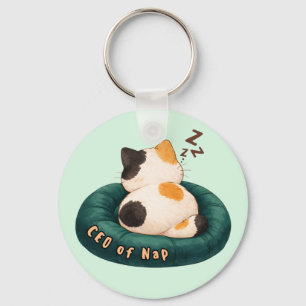 "CEO of Nap" Cat Sleeping on The Couch Key Ring