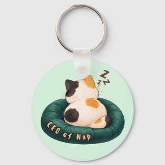 "CEO of Nap" Cat Sleeping on The Couch Key Ring