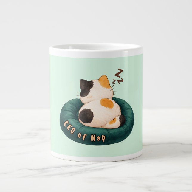 "CEO of Nap" Cat Sleeping on The Couch Large Coffee Mug (Front)