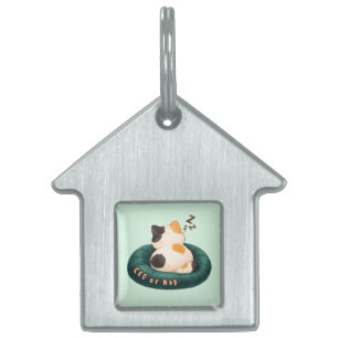 "CEO of Nap" Cat Sleeping on The Couch Pet ID Tag