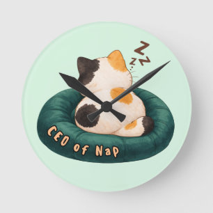 "CEO of Nap" Cat Sleeping on The Couch Round Clock