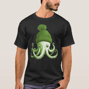 Cephalopod Octopus Lover Chilling Green Cap Novelt T-Shirt