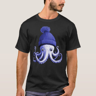 Cephalopod Octopus Lover Chilling Purple Cap Novel T-Shirt