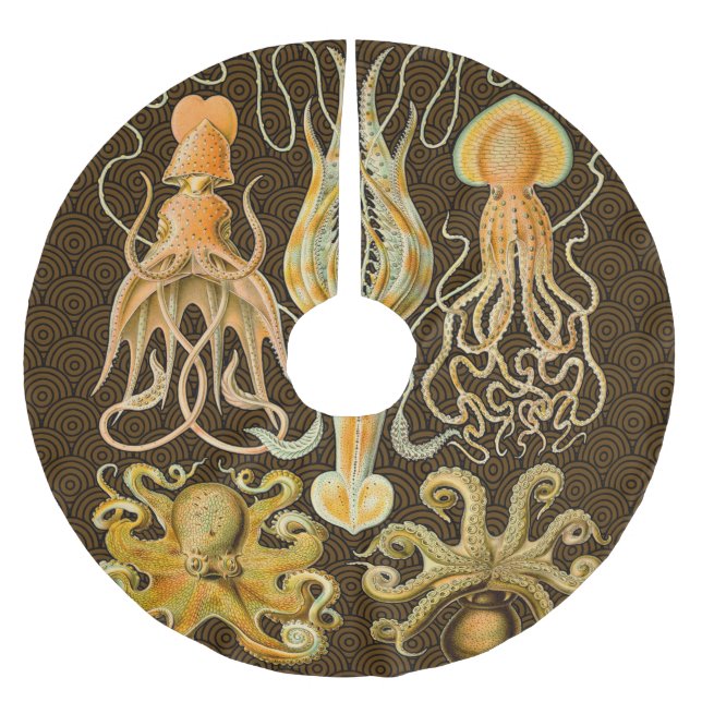 Cephalopod Octopus Squid Marine Nature Brushed Polyester Tree Skirt