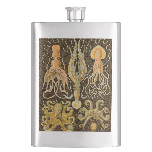 Cephalopod Octopus Squid Marine Nature Hip Flask (Front)