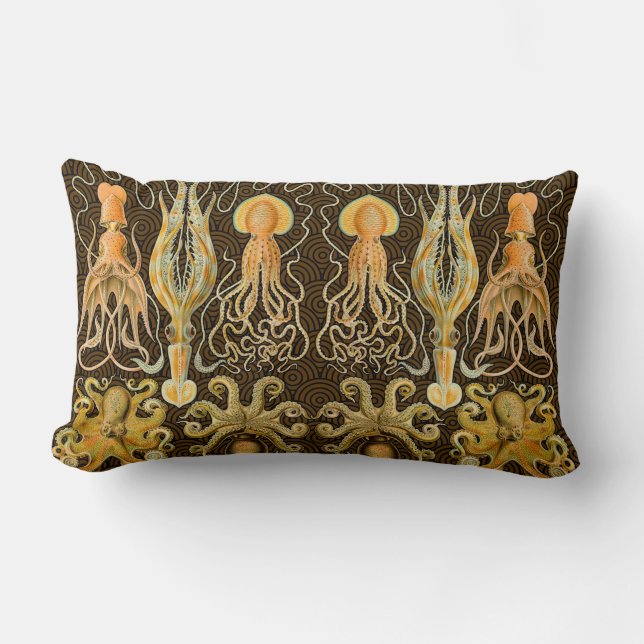 Cephalopod Octopus Squid Marine Nature Lumbar Cushion (Front)