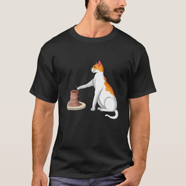 Ceramic artist potter cat funny potter for women T-Shirt (Front)