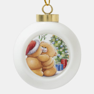 Ceramic Ball Ornament/Hugging Teddy Bears Christmas Ornament