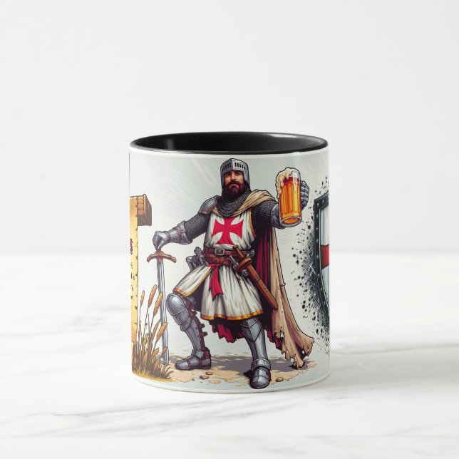Ceramic beer mug with Crusader Knight design (Center)