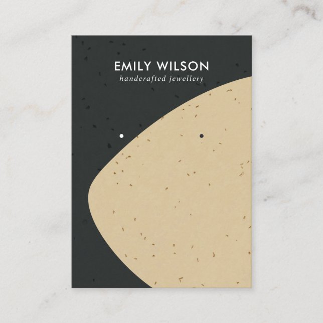 CERAMIC BLACK OCHRE WAVE STUD EARRING DISPLAY BUSINESS CARD (Front)