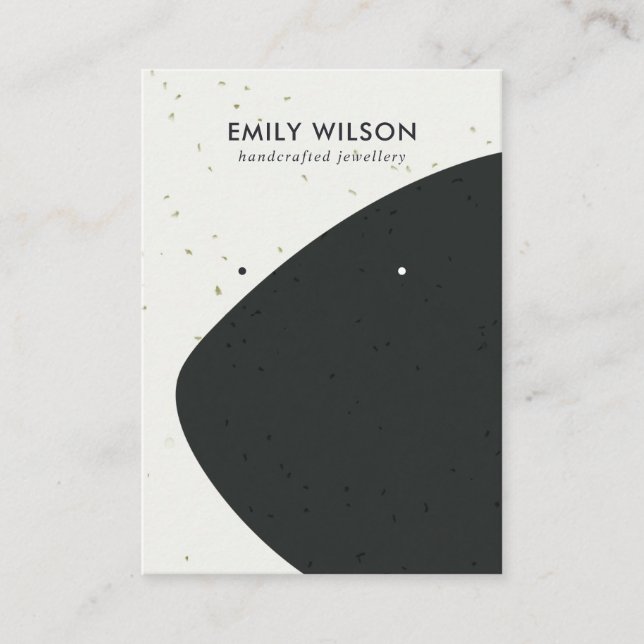 CERAMIC BLACK & WHITE WAVE STUD EARRING DISPLAY BUSINESS CARD (Front)