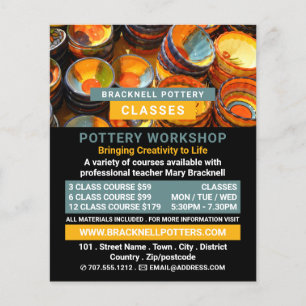 Ceramic Bowls, Pottery Classes, Potters Advert Flyer
