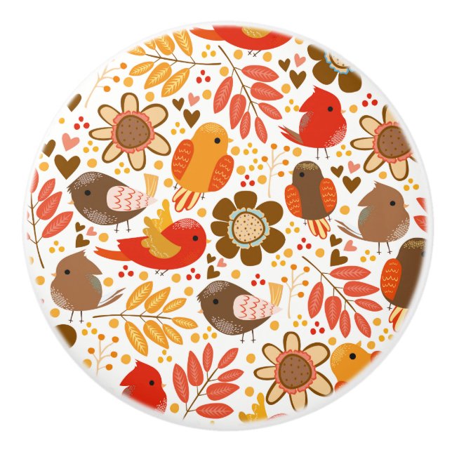 Ceramic Cabinet Knob-Birds Ceramic Knob (Front)