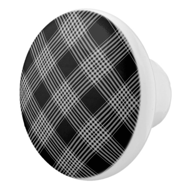 Ceramic Cabinet Knob-Black Plaid Knob (Right)