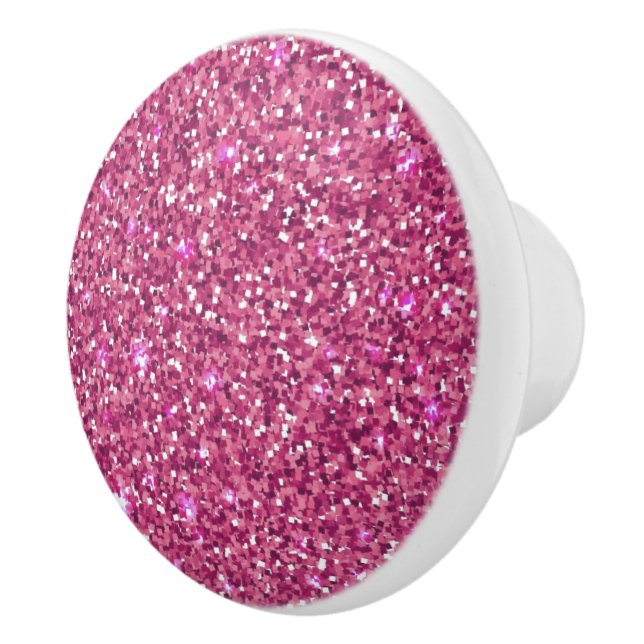 Ceramic Cabinet Knob-Pink Faux Glitter Ceramic Knob (Right)