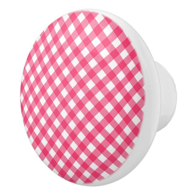 Ceramic Cabinet Knob-Pink Plaid Knob (Right)