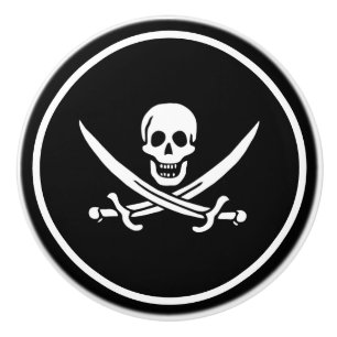 Ceramic Cabinet Knob-Pirate Skull & Blades Knob
