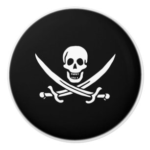 Ceramic Cabinet Knob-Pirate Skull & Blades Knob