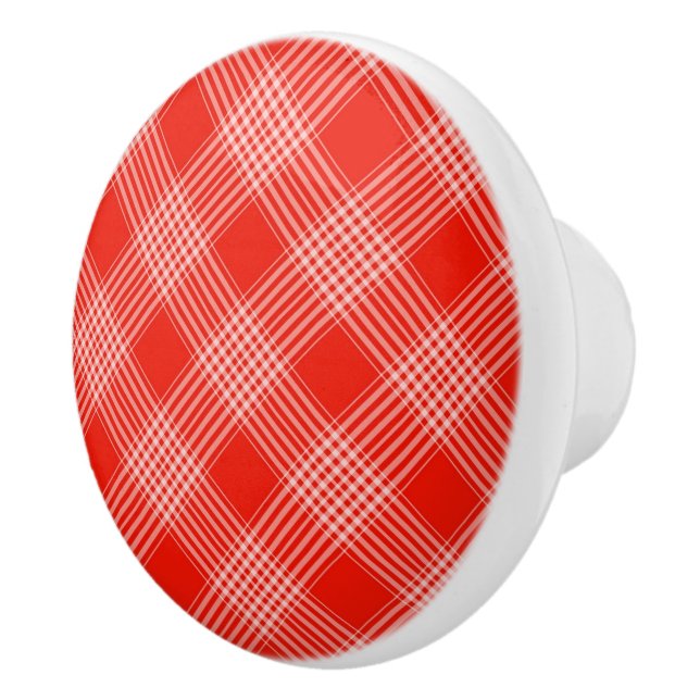 Ceramic Cabinet Knob-Red Plaid Knob (Right)